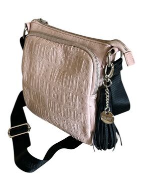 Steve Madden Blush Crossbody Bag Wide Black Strap Silver Hardware 9”x 8.5 NWOT